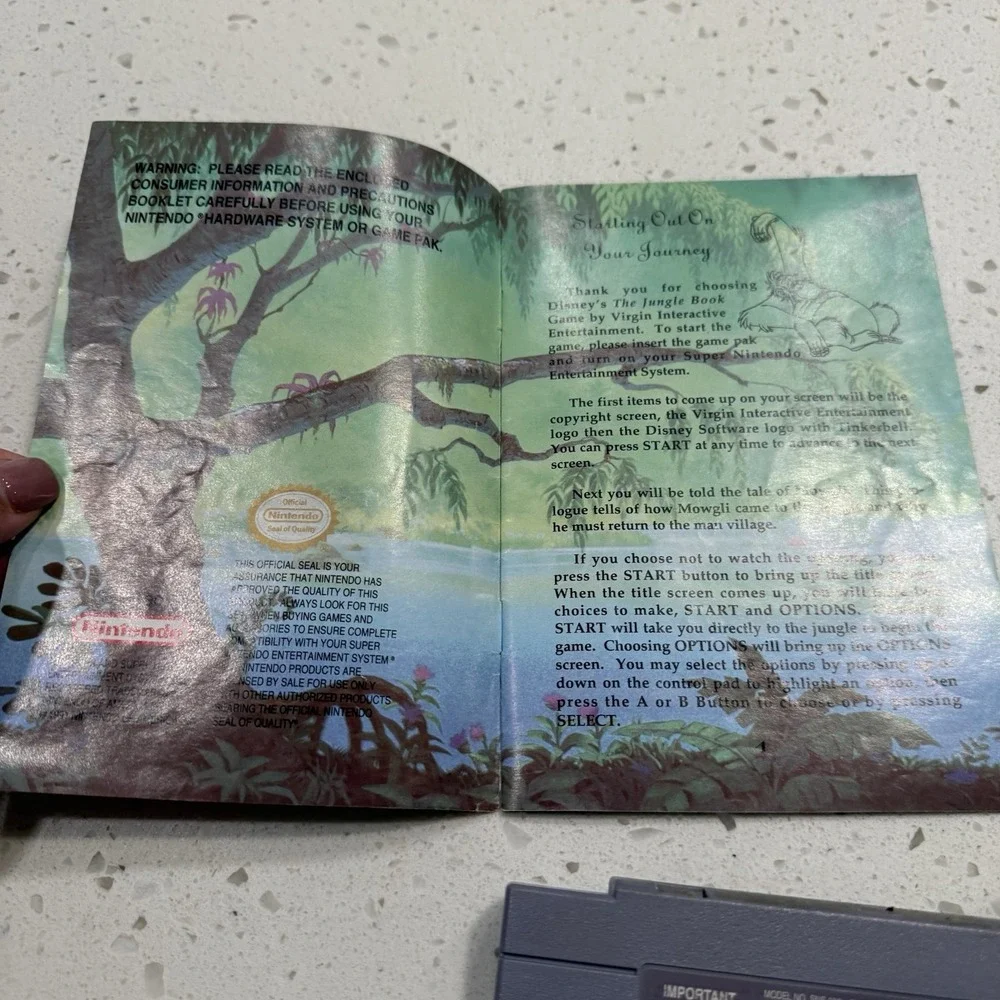The Jungle Book Super Nintendo, 1991‎ Game & Manual Disney Vintage Gaming EUC